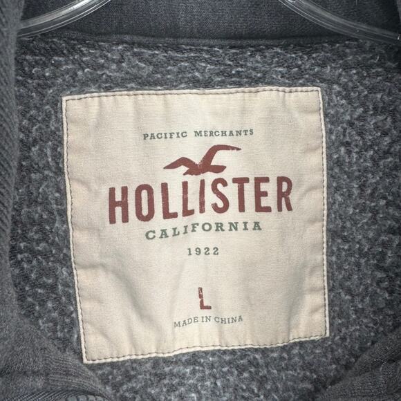 Vintage Hollister Women's Gray Full Zip Fleece Lined Hoodie Jacket Size L - Picture 4 of 10